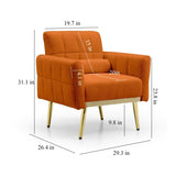 ZUN Accent Chair Modern Teddy Comfy Chair with Golden Metal Legs Lounge Chair Living Room Bedroom W714111942