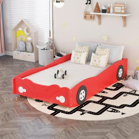 ZUN Twin Size Car-Shaped Platform Bed, Red WF292413AAJ