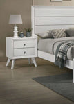 ZUN Contemporary White Color 1pc Nightstand Bedroom Furniture Solid wood Wave Texture 2-Drawers Bedside B011P162627
