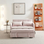 ZUN 55.5" Twins Pull Out Sofa Bed Pink Velvet W1097104080
