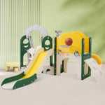 ZUN Toddler Slide and Swing Set 8 in 1, Kids Playground Climber Slide Playset with Basketball Hoop PP321361AAL