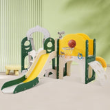 ZUN Toddler Slide and Swing Set 8 in 1, Kids Playground Climber Slide Playset with Basketball Hoop PP321361AAL