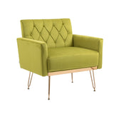 ZUN COOLMORE Velvet Armchair Single Sofa Modern Tufted Upholstered Side Reading Chairs with Arm and Gold W39577689