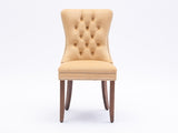 ZUN Upholstered Button Tufted Back Pink Velvet Dining Chair with Nailhead Trim and Solid Wood Legs 2 W28646109