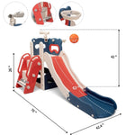 ZUN 5 In 1 Kids Slide and Climber Playset, Freestanding Toddler Playground with Basketball Hoop, W2181P149197
