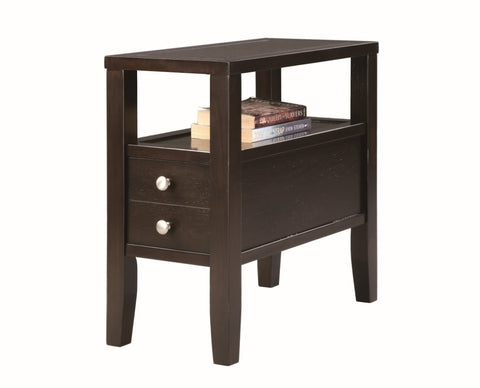 ZUN Contemporary Chairside Rectangular Table with Open Bottom Shelf Two Drawers 1Pc Side Table Brown B011P146568