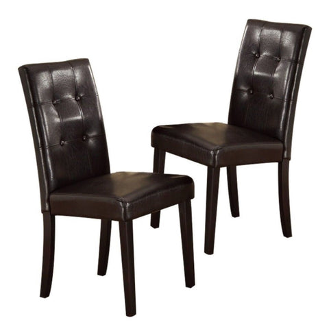 ZUN Set of 2pc Chairs Breakfast Dining Dark Brown PU / Faux Leather Tufted Upholstered Chair HSESF00F1078