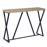 ZUN 47.2'' Sofa Table; Wood Rectangle Console Table with Metal Frame - Oak & Black W131470833