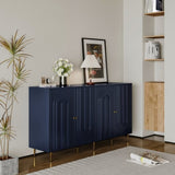 ZUN Modern Blue Lacquered 4 Door Wooden Cabinet Sideboard Buffet Server Cabinet Storage Cabinet, for W1435133313