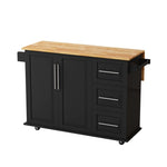 ZUN Kitchen Island Cart with 2 Door Cabinet and Three Drawers,43.31 Inch Width with Spice, Towel W75763044