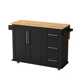 ZUN Kitchen Island Cart with 2 Door Cabinet and Three Drawers,43.31 Inch Width with Spice, Towel W75763044