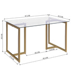 ZUN 47'' Iron Dining Table with Tempered Glass Top, Clear W131467882