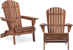 ZUN Wooden Outdoor Folding Adirondack Chair Set of 2 Wood Lounge Patio Chair for Garden,Garden, Lawn, W1390124961