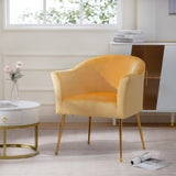 ZUN Velvet Accent Chair with Wood Frame, Modern Armchair Club Leisure Chair with Gold Metal Legs, Single W68058563