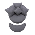 ZUN Orisfur. 360&deg; Swivel Accent Barrel with Storage Ottoman & 4 Pillows, Modern Linen Leisure PP284472AAE