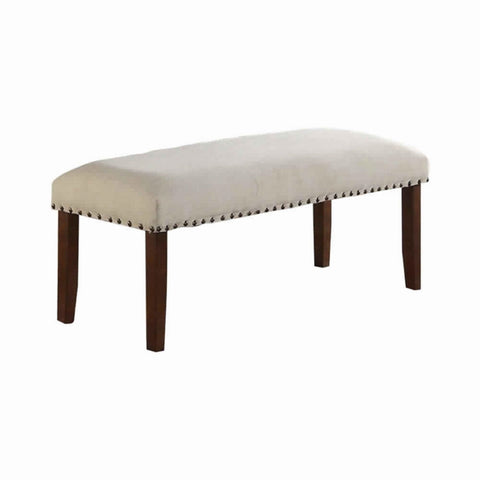 ZUN Classic Cream Finish Upholstered Cushion Chairs 1pc Bench Nailheads Solid wood Legs Dining Room B011P148643