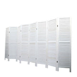 ZUN Sycamore wood 8 Panel Screen Folding Louvered Room Divider - Old white W2181P145305