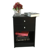 ZUN 40 x 30 x 60cm Round Handle Night Stand with Two Drawer Black 52743652