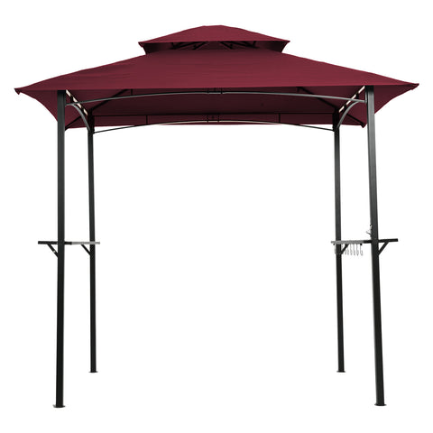 ZUN Outdoor Grill Gazebo 8 x 5 Ft, Shelter Tent, Double Tier Soft Top Canopy Steel Frame with hook 50935592