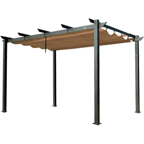 ZUN Outdoor Retractable Pergola with Weather-Resistant Sun Shade Canopy, Aluminum Pergola Gazebo for W1859110170