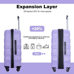 ZUN Expandable 3 Piece Luggage Sets PC Lightweight & Durable Suitcase with Two Hooks, Spinner Wheels, W284104371
