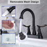 ZUN 2-Handle 4-Inch Oil Rubbed Bronze Bathroom Faucet, Bathroom Vanity Sink Faucets with Pop-up Drain 95553144