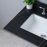 ZUN Montary 31inch sintered stone bathroom vanity top black gold color with undermount ceramic sink and W509128643