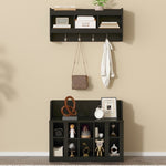 ZUN ON-TREND Shoe Storage Bench with Shelves and 4 Hooks, Elegant Hall Tree with Wall Mounted Coat Rack, WF313576AAB