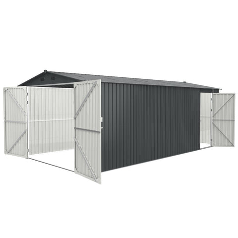 ZUN Outdoor Storage Shed 20x10 FT, Metal Garden Shed Backyard Utility Tool House Building with 2 Doors W1895109582