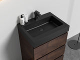 ZUN BB02-24-109, Integrated engineered quartz basin WITHOUT drain and faucet, matt black color W1865107120