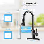 ZUN Kitchen Faucet- 3 Modes Pull Down Sprayer Kitchen Tap Faucet Head, Single Handle&Deck Plate for 1or3 W108366787