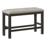 ZUN Casual Dining Counter Height Bench 1pc Gunmetal Gray-Finished Wood Gray Fabric-Covered Padded Seat B01146346