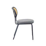 ZUN Light grey modern simple style dining chair PU leather black metal pipe PP back dining room W29990656