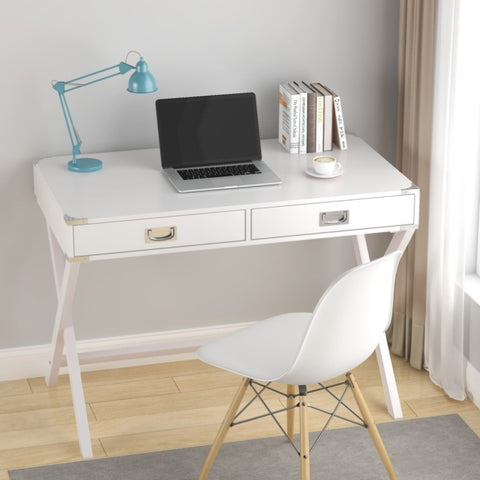 ZUN Computer Desk with Storage,Solid Wood Desk with Drawers, Modern Study Table for Home Office,Small W1781103712