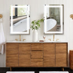 ZUN 24x36 Inch LED Lighted Bathroom Mirror with 3 Colors Light, Wall Mounted Bathroom Vanity Mirror with W156267536