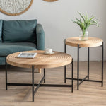 ZUN 33"Modern Thread Design Round Coffee Table , MDF Table Top with Cross Legs Metal Base W75770645