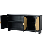 ZUN U_Style Storage Cabinet with Rattan Door, Mid Century Modern Storage Cabinet with Adjustable WF305890AAB
