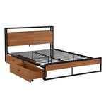 ZUN Queen Size Metal Platform Bed Frame with Two Drawers,Sockets and USB Ports ,Slat Support No Box WF290267AAB
