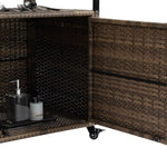 ZUN Outdoor Wicker Bar Cart, Patio Wine Serving Cart w/Wheels , Rolling Rattan Beverage Bar Counter W640141441