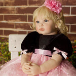 ZUN 24" Beautiful Simulation Baby Golden Curly Girl Wearing Black Powder Skirt Doll 86199304