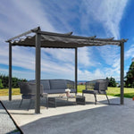 ZUN 13x10 Ft Outdoor Patio Retractable Pergola With Canopy Sunshelter Pergola for W419100972