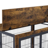 ZUN Furniture Style Dog Crate Side Table onheels with Double Doors and Lift Top. Rustic Brown, 31.50'' W1162120540