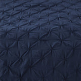 ZUN 3 Piece Lace Ruffled Embroidered French Pastoral Style Comforter Set-Navy 63302525