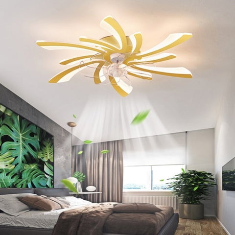 ZUN 31Inches Ceiling Fan with Lights Remote Control Dimmable LED, 6 Gear Wind Speed Fan Light W2009119862