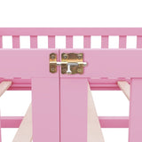 ZUN Full Size Bed Floor Bed with Safety Guardrails and Door for Kids, Pink W1580110511