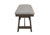 ZUN 1Pc Dark Brown Finish Transitional Bench Upholstered Seat Gray Linen Look Fabric Wooden Furniture B011P149277