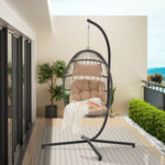 ZUN Outdoor Garden Rattan Egg Swing Chair Hanging Chair Wood W874126286