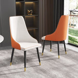 ZUN Modern dining chair PU leather metal legs-white+orange-2pcs/ctn W153567965