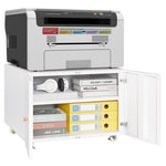 ZUN Office furniture Copier Cabinet white 2 door steel copier stand mobile pedestal file Printer Stand W124757932