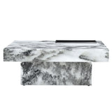 ZUN A modern and practical coffee table, black and white in imitation marble pattern, made of MDF W1151119880